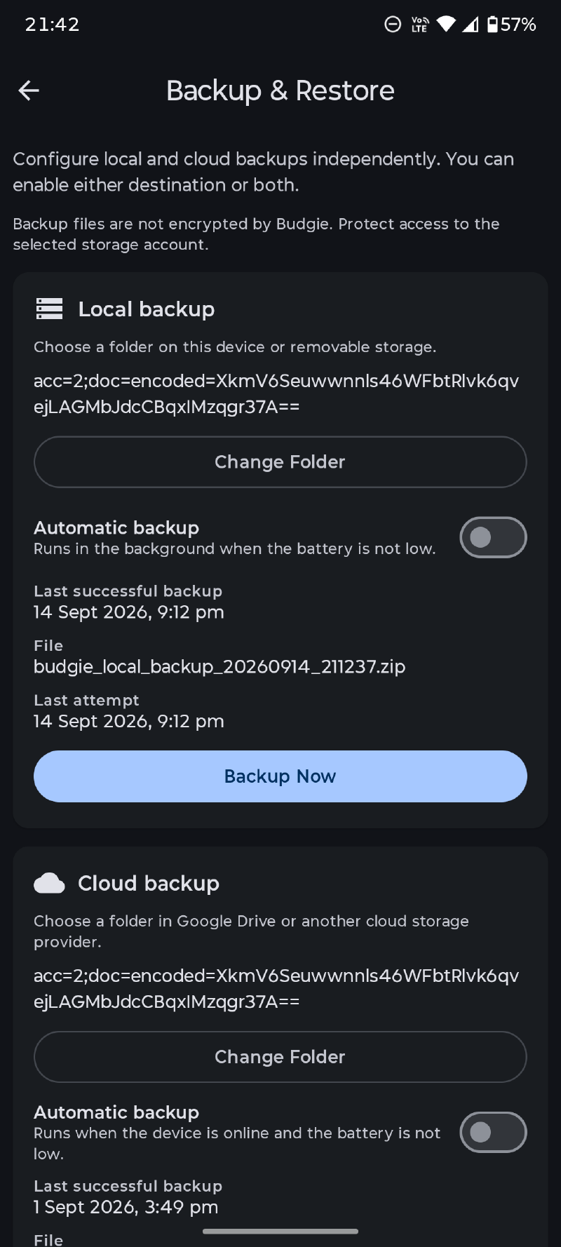 Backup-Einstellungen